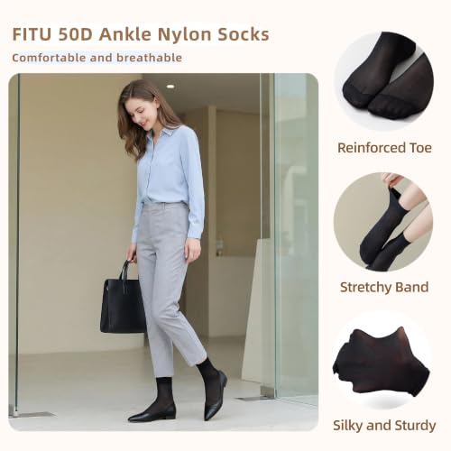 Image of Women's 50D Ankle High Sheer Stocking Socks | 50D, Reinforced Toe, Strechty Top Band, Breathable, Silky Smooth, Box Packing
