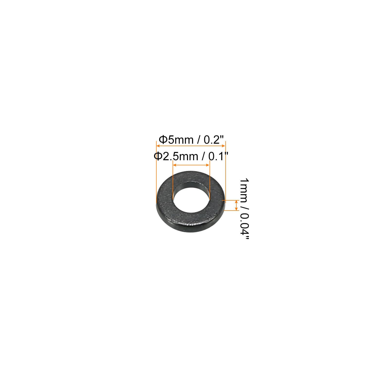 PATIKIL M2.5 Nylon Flat Washer, 120 Pack 2.5mm ID 5mm OD 1mm Thick Sealing Spacer Gasket Ring for Faucet Pipe Water Hose Fastener Bolt, Black - Image 2