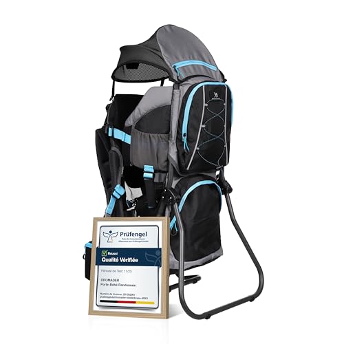 DROMADER Porte-Bébé Randonnée - Sac à Dos Porte Bébé Confortable Dorsal jusqu'à 22kg avec Pare-Soleil, Protection Pluie, Poche Isolante, Matelas à Langer - Cadre...