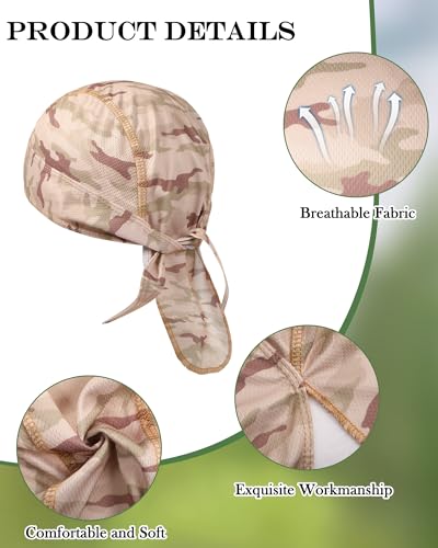 Foaincore 8 Pack Do Rag Skull Caps for Men Sweat Wicking Doo Rags Cooling Helmet Liner Cycling Motorcycle Bandana