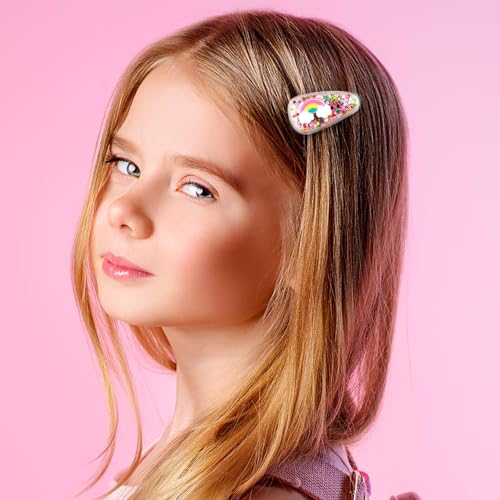 Image of kapimo Kids Girls Hair Clips Cartoon Glitter Sequin Snap Tic Tac Mix Set for Toddlers Colourful Designs for School Party Daily Use Hair Accessories Pack