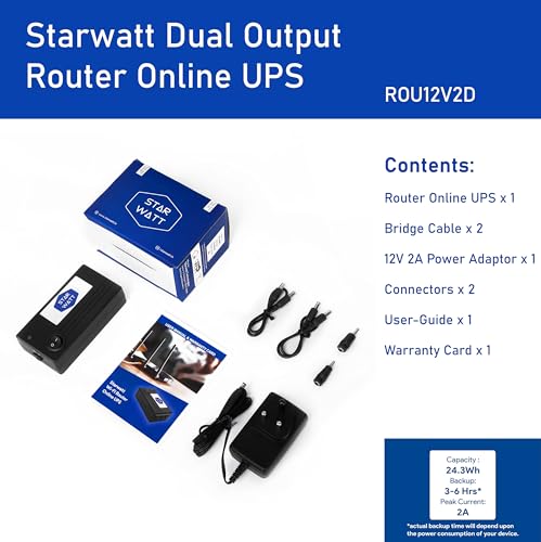 Starwatt Mini UPS for 2 Routers | Dual Output 12V ≤ 1A + 12V ≤ 1A or (One Output 12V ≤ 2A) | Uninterrupted Power Backup for All Brand Wi-Fi Router... - Image 5