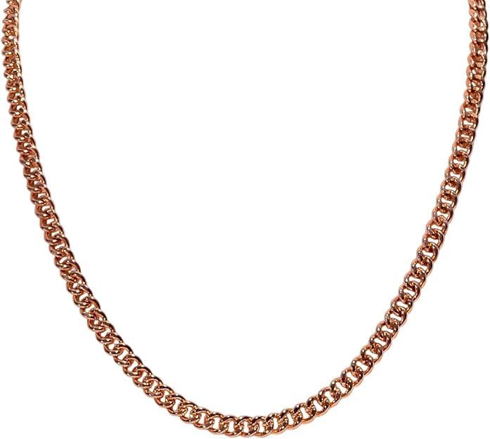 Pure Copper Cuban Link Chain Necklace Heavy Solid Copper Statement Jewelry Set Gift for Women & Men (16-26 inch Size)