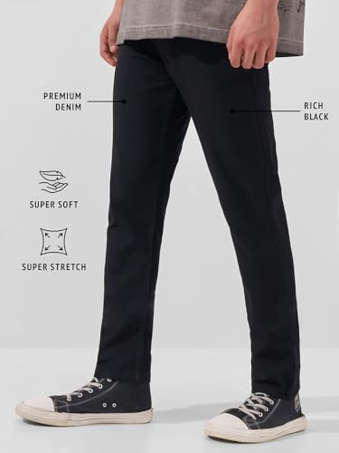 Image of Highlander Mens Slim Fit Denim Jeans for Man | Black Jeans Pant | Stylish Casual Wear for Everyday Comfort |Jeans for Man