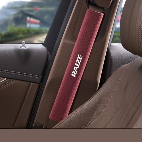 ライズ シートベルトパッド シートベルトカバー シートベルトショルダー スエード素材 専属ロゴ付き 延長タイプ 長いサイズ マジックテープ取り付け 2個セット (ワインレッド)