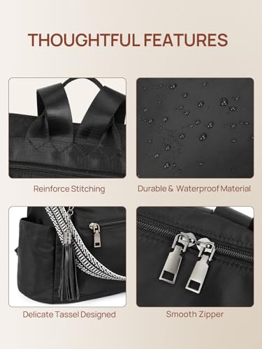 Image of Telena Womens Backpack Purse Vegan Leather Large Travel College Shoulder Bag with Tassel