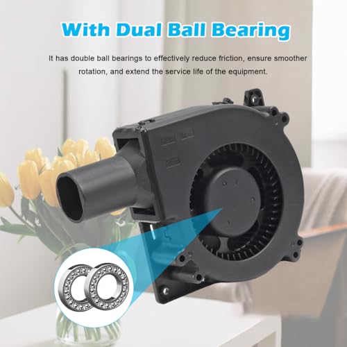 ALMOCN 120mm Blower Fan 12V BBQ Blower Fan with AC Plug 110V 240V BBQ Air Mover with 3 to 12V Speed Controller for Barbecue Camping, Fireplace, Bellows, Wood Stove, 120 x32mm