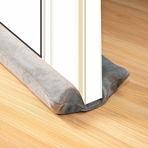 Marwood Under Door Draft Stopper 30-38" Adjustable Wind Stopper for Door & Window, Foam Door Sweep Air & Noise Blocker for Bottom of Doors Double Side Seal - Grey