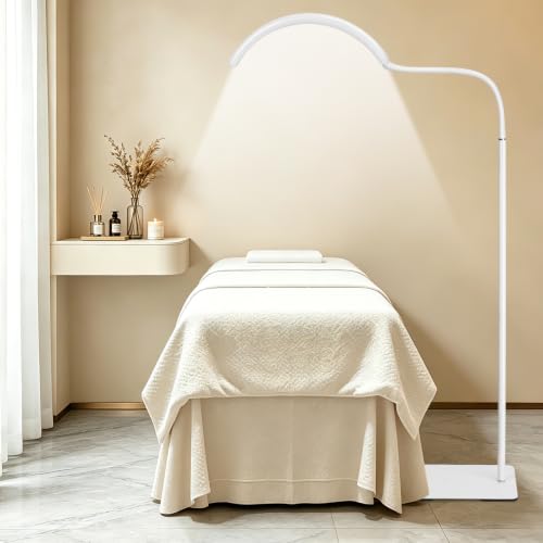 Image of Half Moon Lash Light for Estheticians, LED Lamp for Eyelash Extensions, Nail Tech, Tattoo, Eye Caring Floor Reading Light for Study, Work & Crafts, Adjustable Color Temperatures & Brightness (White)