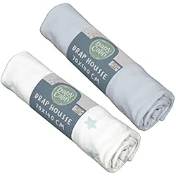 Venca Sabanas Babycalin - Set de 2 sábanas bajeras, Azul + Estrella 70 x 140 cm