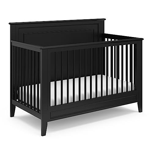 Storkcraft Solstice 5-in-1 Convertible Crib (Black) – GREENGUARD Gold Certified, Converts to...
