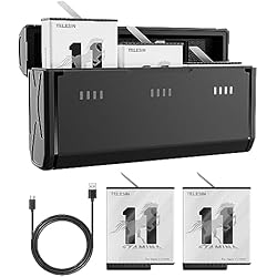 Pilas Para Gopro Sjpzwcrl Batería y Cargador Rápido para GoPro: Bateria para Enduro HERO11 HERO10 HERO9 Black Hero 12 11 10 9 Baterías Carga Rápida Pilas con TF Card Storage Criogénico (Cargador + 2 Baterías)