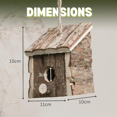 garden mile Natuurlijke vogelbox huizen hotel - traditionele houten vogelhut opknoping wilde vogelhuis vogel nestdozen voor tuin blokhut buiten, boom, balkon en tuin decoraties - Afbeelding 5