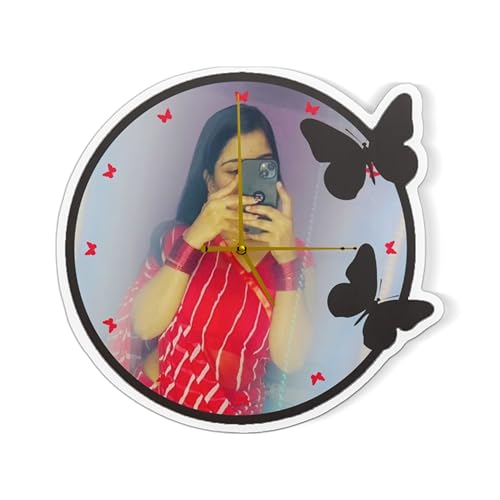 Image of SAVRI Personalized Gifts Acrylic Wall Clock (12x12 Inches) - Custom Photo with Unique Design - Stylish Room Decor, Romantic Gift for Housewarming, Anniversary, Birthday, Husband & Wife