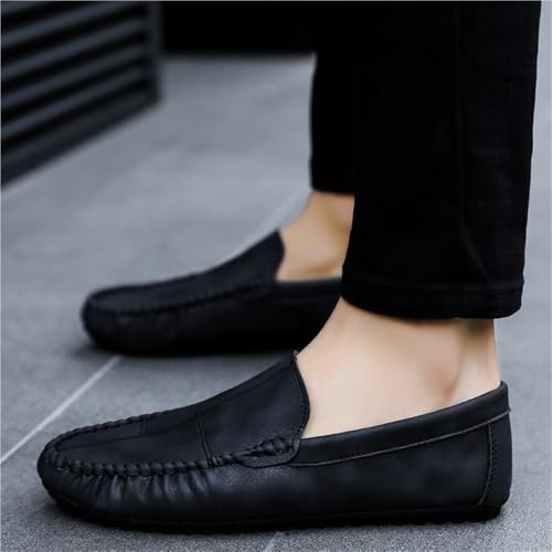 Men's Loafers Shoes Round Toe PU Leather Loafer Shoes Anti-Slip Lightweight Flat Heel Fashion Slip On 5
