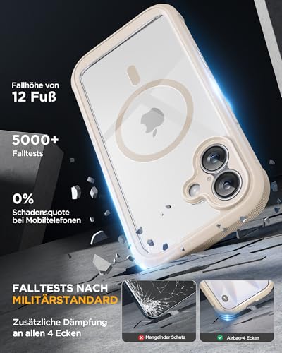 Image of Miracase for iPhone 17 Case 6.3'', Full-Body Military Grade Drop Protection Outdoor Phone case with Built-in Glass Screen &Camera Control,Easy Installation,No Gap,Compatible with MagSafe, Gold