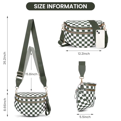 Spacious Bum Bags(Green)+Checkered Crossbody Purse(Green)2