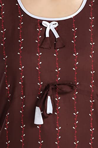 Image of Fabme Women's Cotton Printed Kaftan and Pyjama Set