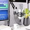 VONYX CMS300S USB Condenser Microphone Kit Podcast Streaming Studio Mic Set with Adjustable Arm Stand, Shock Mount & Pop Filter, Silver #3