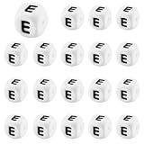 LEGENTLISUR 20Pcs Silicone Letter Beads 12mm Square Vowel Alphabet Beads for Friendship Bracelets Necklaces Jewelry Accessories (Letter E)