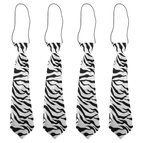 4pcs Kids Zebra Print Neckties Korean Style Elastic Strap Bow Ties for Boys School Uniforms Daily Wear and Events4