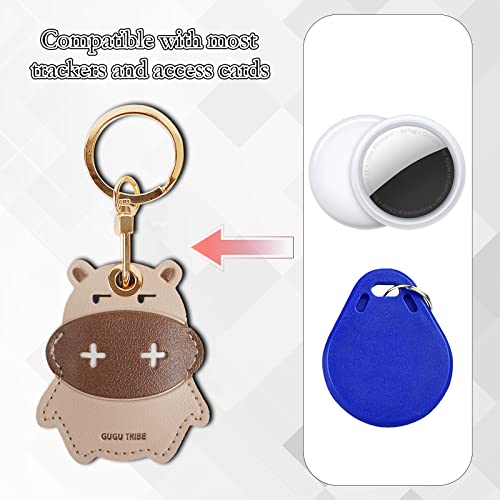 Image of Leather Keychain Case Holder Compatible with Apple AirTag, GPS Airtag Keychain Finder Tracker with Key Ring, Anti-Scratch Protective Air Tag Cover | Leather