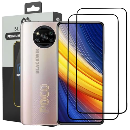 Image of Blackwik Tempered Glass for Xiaomi Poco F3 / Poco F3 GT /Poco F4 / Poco F4 GT /Poco X3 / Poco X3 Pro /Poco X4 Pro with Edge-To-Edge Protector Coverage | Easy Installation Kit (Black) (Pack Of 2)