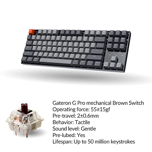 Image of Keychron K8 Tenkeyless Wireless Mechanical Keyboard for Mac, RGB Backlight, Bluetooth, Multitasking, Type-C Wired Gaming Keyboard for Windows with Gateron G Pro Brown Switch
