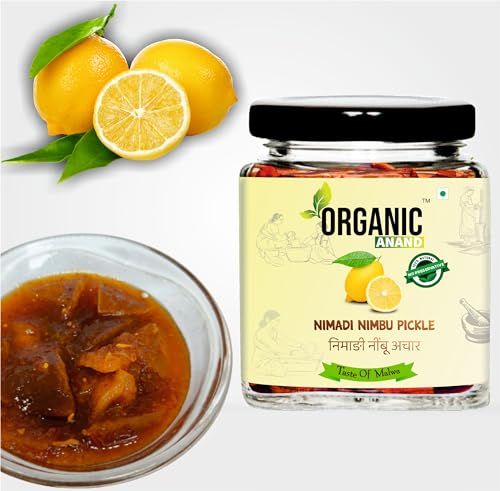Image of Organic Anand Homemade Nimadi Lemon Pickles 250gram | Khatta Mitha Nimbu ka Achaar | Flavourful, Delicious, Traditional Taste (Pack of 1)