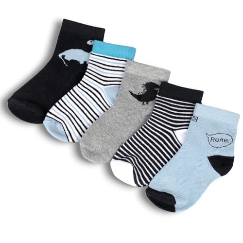 Image of Kid's Socks for Boys and Girls - Made with Soft & Breathable Cotton with Antibacterial Wash, Pack Of 5, Suitable for all day long use