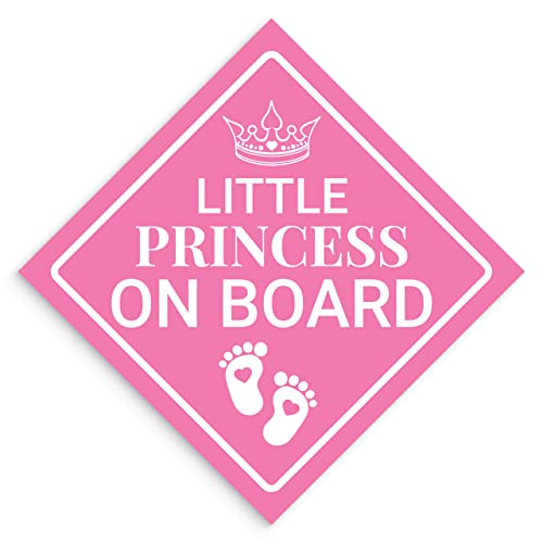 Cute, Waterproof Little Princess on Board Sticker 4.5x4.5 in, 1 Pc. Large Pink Diamond Newborn Car Bumper Decals. Premium Vinyl Baby Safety Warning Label for Vehicles, Trucks, Automobiles, Cars, Vans