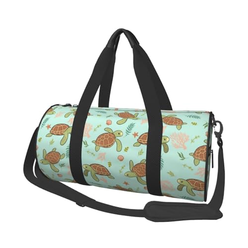 Large Duffle Bag for Travel - Cute Sea Turtles Gym Bag for Women Men, Foldable Travel Bags for Women Men with Zippered Multiple Pockets
