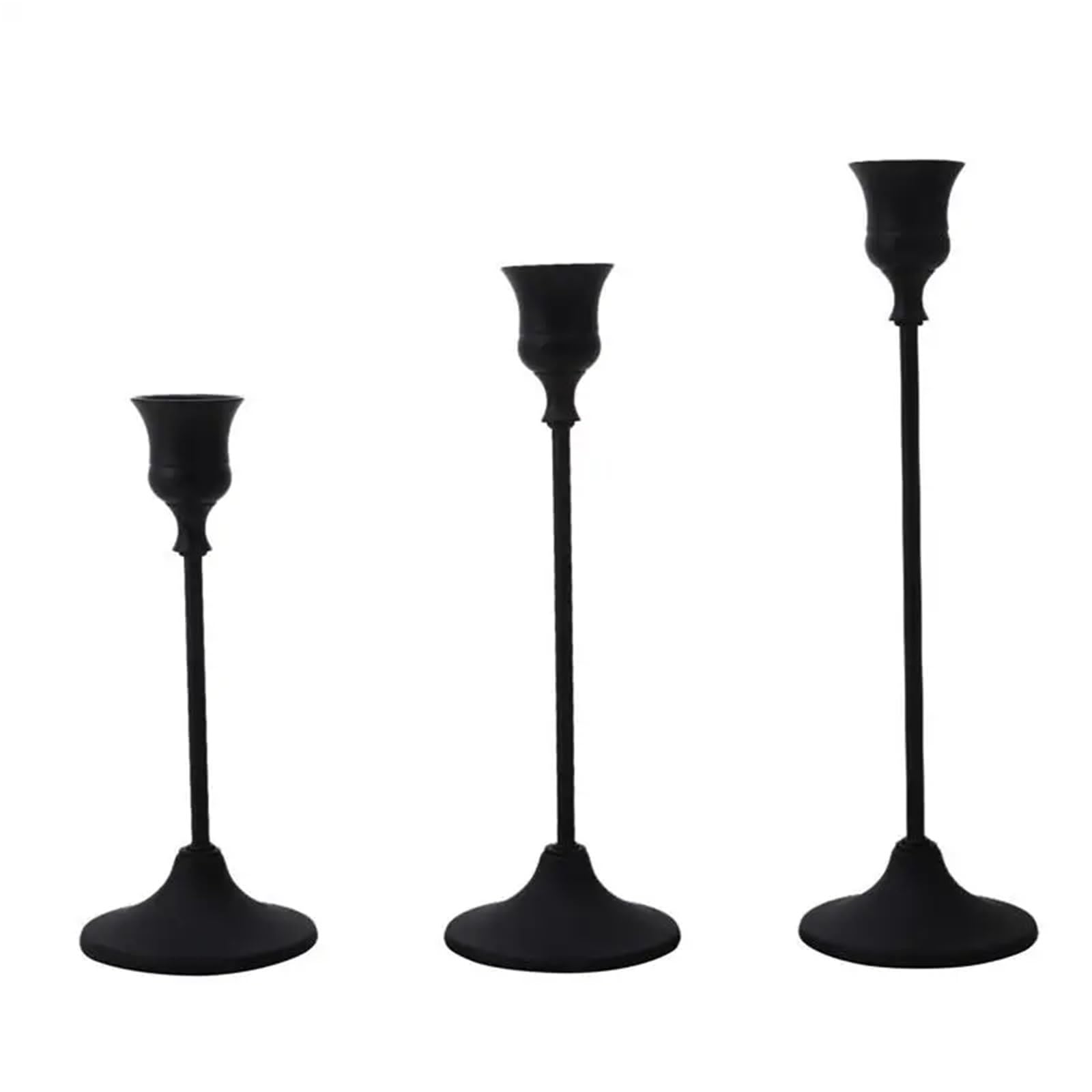 Candle Holder Candelabro de Metal 1/3 Piezas/Juego, Soporte for Velas Mesa Boda, Exquisito candelabro navideño(Black 3PCS)
