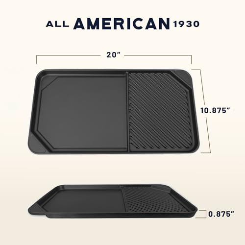 Image of All American 1930 - Ultimate 60 /40 Griddle with Ceramic Non-Stick Coating - Black Onyx - Durable & PFAS Free - Indoor Griddle for Easy Prep, Cooking, & Cleaning - Made in the USA