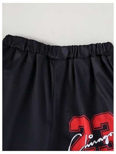 GORGLITTER Boy's Number Graphic 2 in 1 Shorts Drawstring Waist Workout Athletic Gym Shorts with Liner Black 8Y3