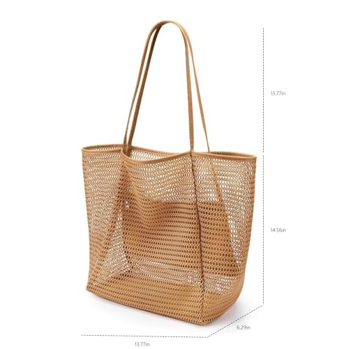 Mesh Nylon Beach Tote Bags for Women, Casual Hobo Shoulder handbag Foldable Grocery Bag for Swimming Pool2