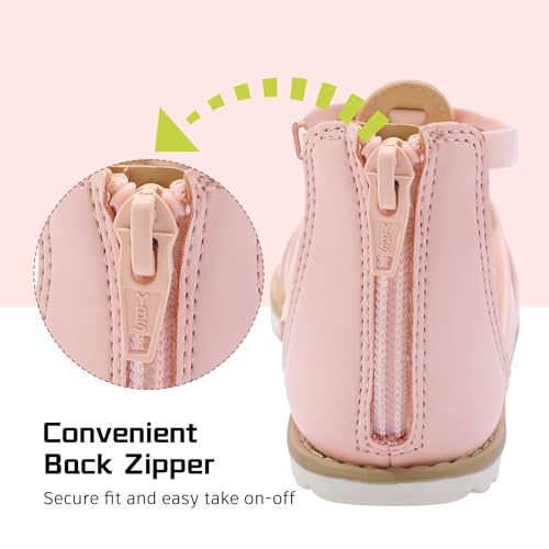 MIXIN Girls Gladiator Sandals for Toddler/Little Kids Open Toe Cute Strappy Summer Flat Shoes with Zipper3
