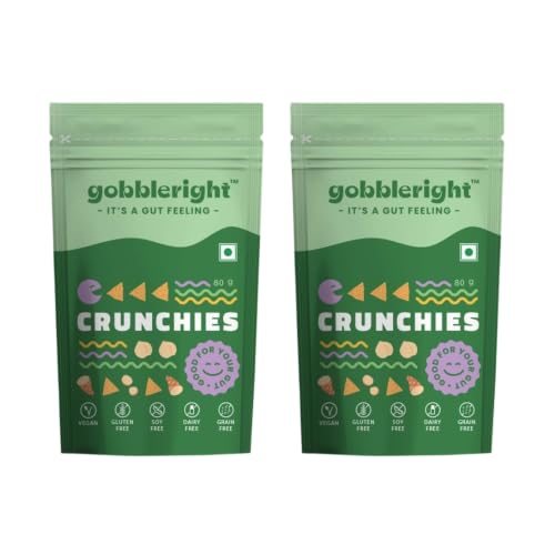 Image of GOBBLERIGHT Healthy Baked Crunchy Nachos Chips (80g - Pack of 2) | Nacho Tortilla Chips | Healthy Gluten Free Vegan Snacks | Dairy Free & Soy Free | Low Calorie Snacks for Adult & Kids