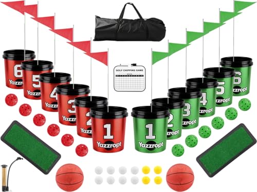 Yazzropt Giant 3-in-1 Outdoor Backyard Party Game Set Bucket Golf Yard Pong Basketball & Toss Games Large Outdoor/Indoor Lawn Games for Adults & Families Beach & Camping