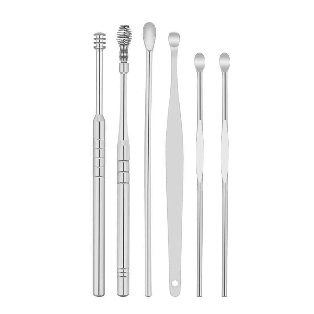 6pcs Ear Cleaner Wax Removal Tool Earpick Sticks Earwax Remover Curette Ear Pick Health Spoon Care Cleaning Earpick Cleanser Ear