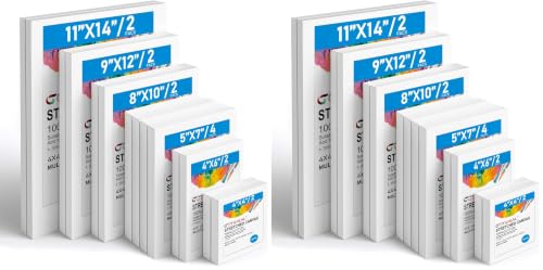 Image of Gotideal Canvas for Painting, 14 Pcs Muti Pack Stretched Painting Canvas, Blank Paint Canvases for Acrylic, Oil, Art Supplies for Artists, Adults 4x4,4x6, 5x7, 8x10,9x12, 11x14 Set of 14 (Pack of 2)