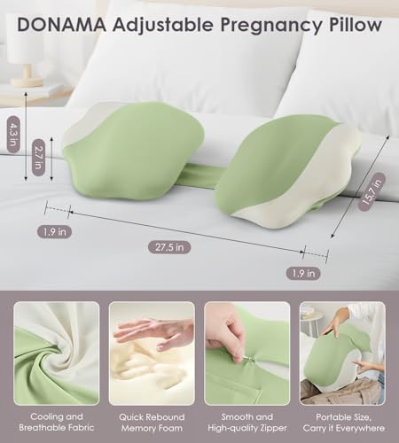 Image of Memory Foam Pregnancy Pillows for Sleeping, Side Sleeper Maternity Pillow Support for Back Belly HIPS, Adjustable Wedge Pillow for Pregnant Women, Side Sleeping Pregnant Pillows with Pillowcase