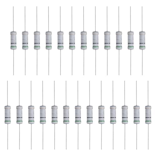 QUARKZMAN 25 Pcs Resistor De 0.5 Ohm, 3 Watts 5% Tolerancia Resistor De Película De Óxido Metálico Con Terminales Axiales, A Prueba De Llamas Para Proyectos De Electrónica DIY