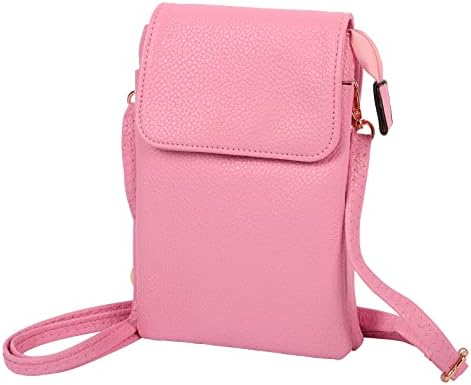 Apradas Leather Phone Bag for Women,Small Crossbody Phone Bag Pouch Purse Wallet,Ladies Cellphone Shoulder Bag,3 Layer Zipper Women's Phone Bag with Long Strap Wallet Travel Wallet with Card Holder