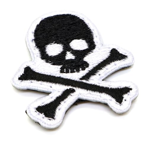 Image of Skull and Crossbones Hook and Loop Morale Patch Skeleton Pirate Flag Military Army Airsoft Badge Skull Cross Bones