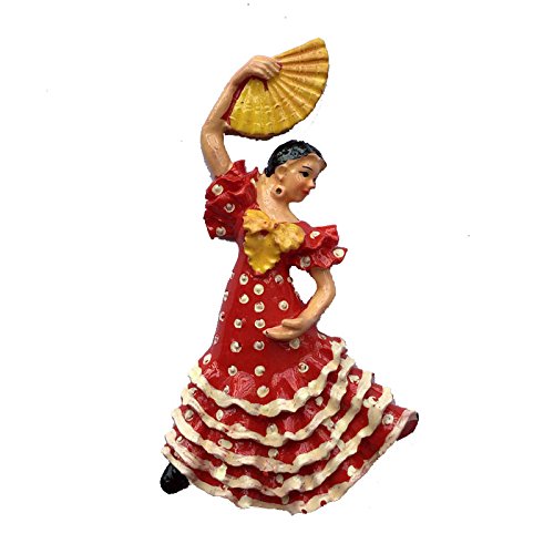 Aimant de réfrigérateur 3D Danseuse de flamenco Barcelone, souvenir de voyage en Espagne, fabriqué à la main, autocollant magnétique pour décoration de...