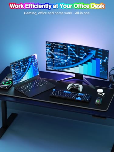 Image of Wireless Charging Mouse Pad, 31.5 inchx11.81 inch XL Gaming Mousepad with 11 RGB Colors & 5 Lighting Modes, Home Office Large Desk Pad, Ultra-Smooth Surface, Non-Slip, Waterproof Keyboard Pad Black Desk Mat