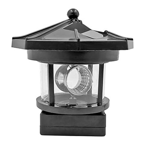 Lighthouse Shape Solar LED Light Garden Fence Yard Outdoor Decoration Smart Sensor Beacon Rotating Beam Lamp Cover