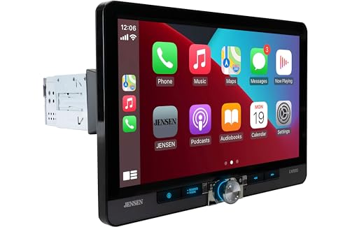 Jensen CAR1013 10.1-inch Certified Apple CarPlay Android Auto Wired or Wireless | Single DIN & Double DIN Touchscreen Car Stereo Radio | Bluetooth | Front & Rear Camera Inputs | USB Playback & Charge