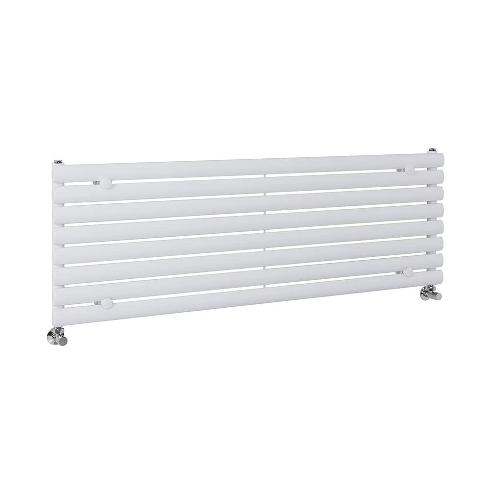 Milano Aruba White Horizontal Single Oval Panel Radiator - 472mm x 1400mm